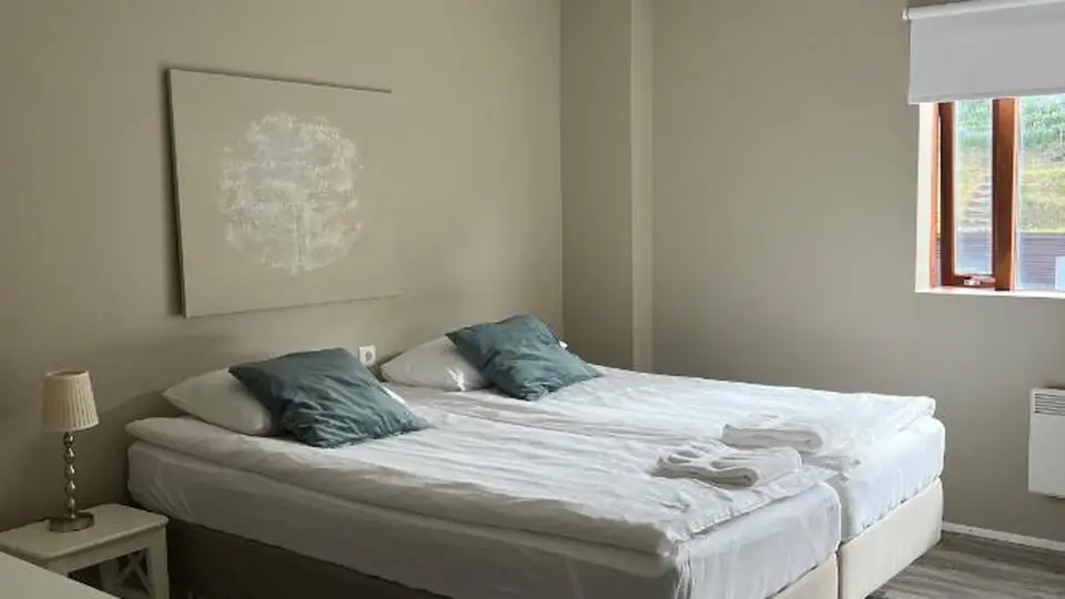 Standard Twin Room with Mountain View at Við Hafið Oceanfront Guesthouse